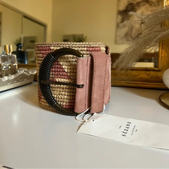 NWT Sézane Pink and Tan Carlie Belt - Picture 4 of 10